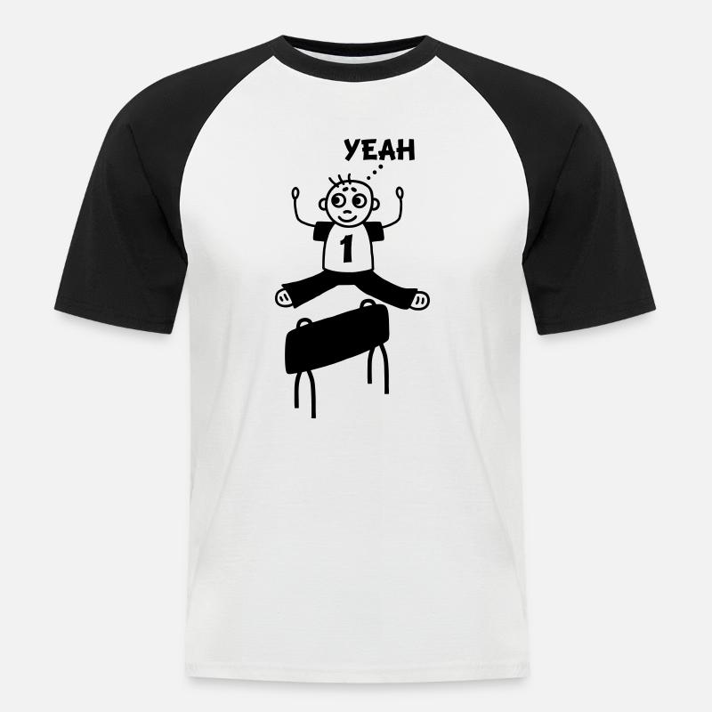 Bockspringen yeah - Männer Baseball-T-Shirt - Weiß/Schwarz
