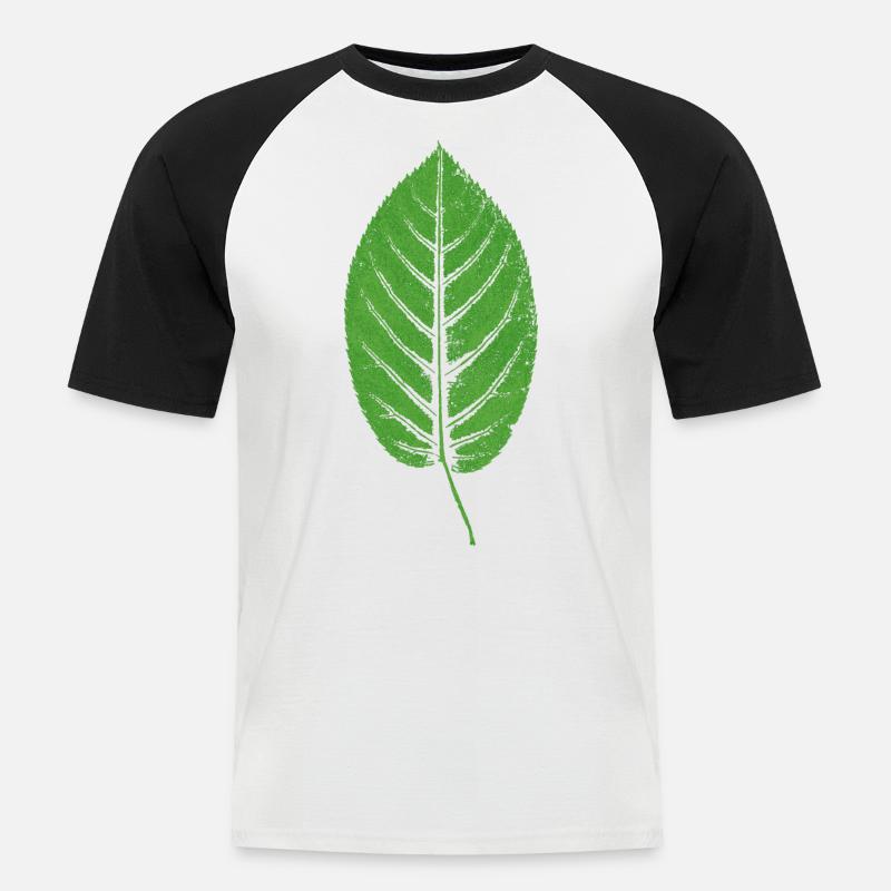 Beech leaf leaf / beech GREEN - Men's Baseball T-Shirt - white/black