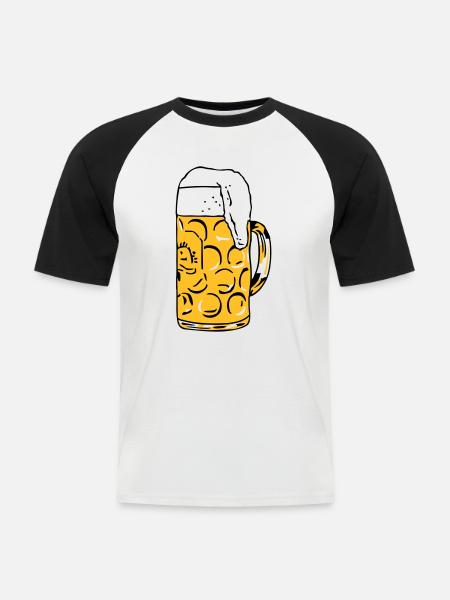 Bier - Männer Baseball-T-Shirt - Weiß/Schwarz