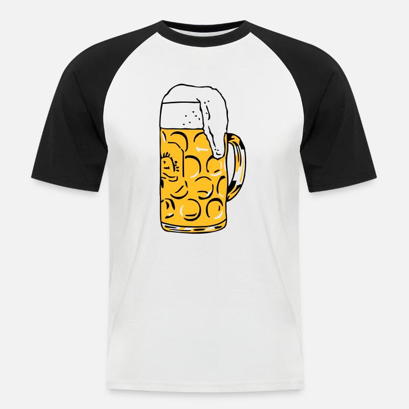 Bier - Männer Baseball-T-Shirt - Weiß/Schwarz