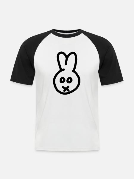 Bunny 2c - Männer Baseball-T-Shirt - Weiß/Schwarz