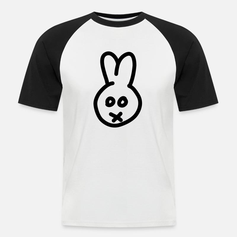 Bunny 2c - Männer Baseball-T-Shirt - Weiß/Schwarz
