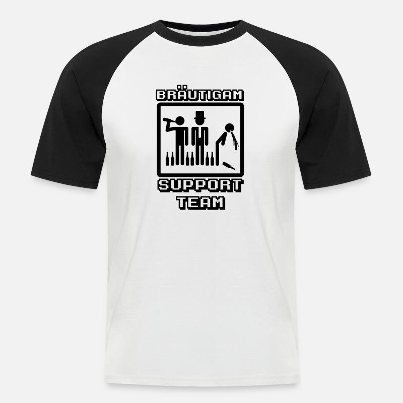 Bräutigam Support Team - Männer Baseball-T-Shirt - Weiß/Schwarz