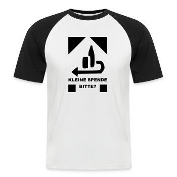 Kleine Spende Bitte 3 - Männer Baseball-T-Shirt - Weiß/Schwarz - Vorne - Nik (191cm)