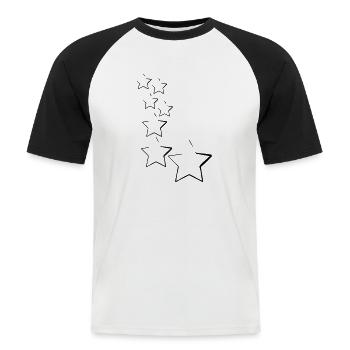 sterne - Männer Baseball-T-Shirt - Weiß/Schwarz - Vorne - Nik (191cm)