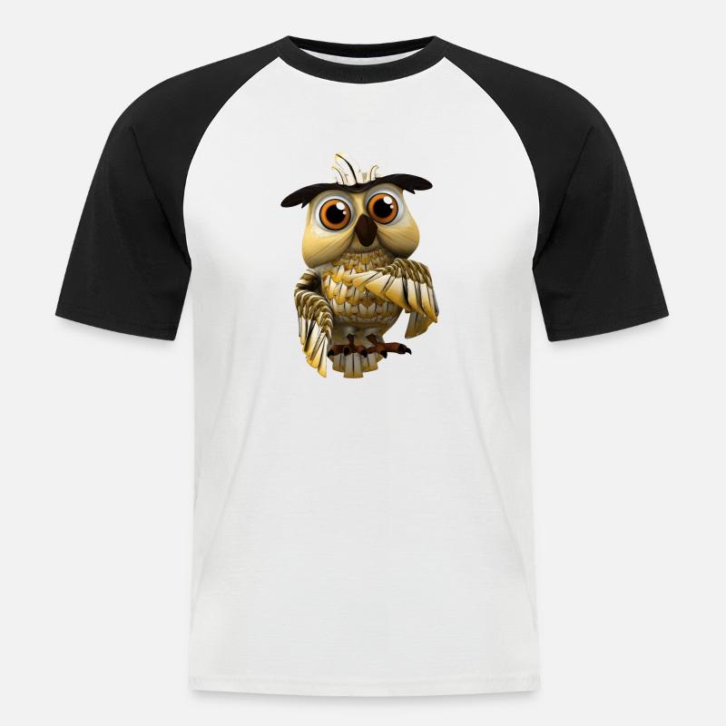 Farmerama Eule - Männer Baseball-T-Shirt - Weiß/Schwarz