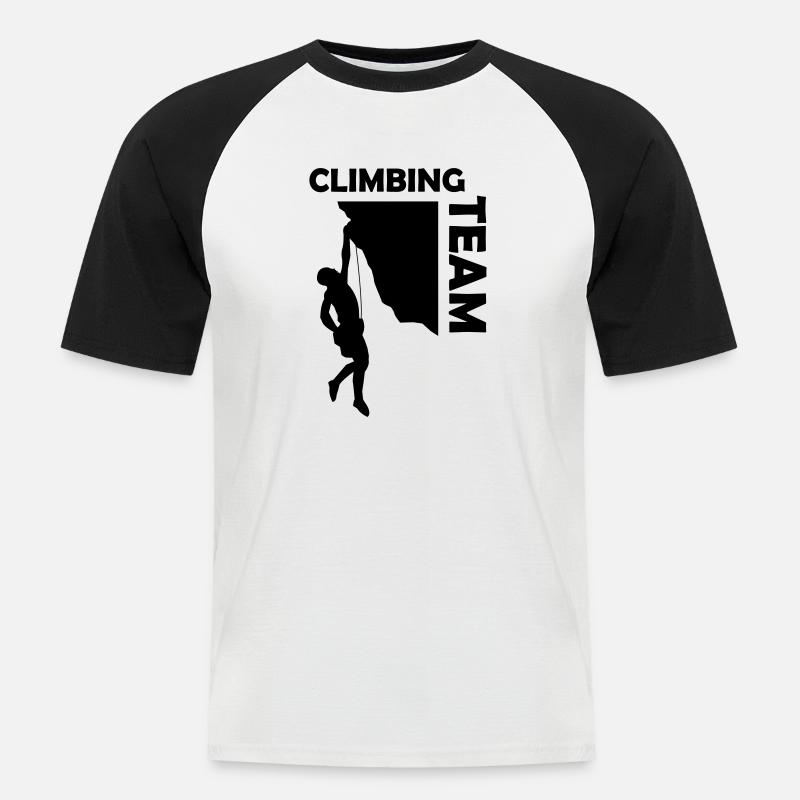 climbing_team_001 - Männer Baseball-T-Shirt - Weiß/Schwarz