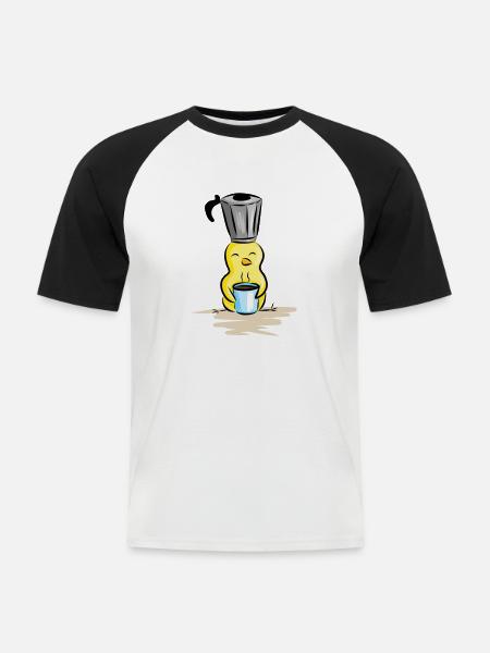 Kaffeeliebe - Männer Baseball-T-Shirt - Weiß/Schwarz