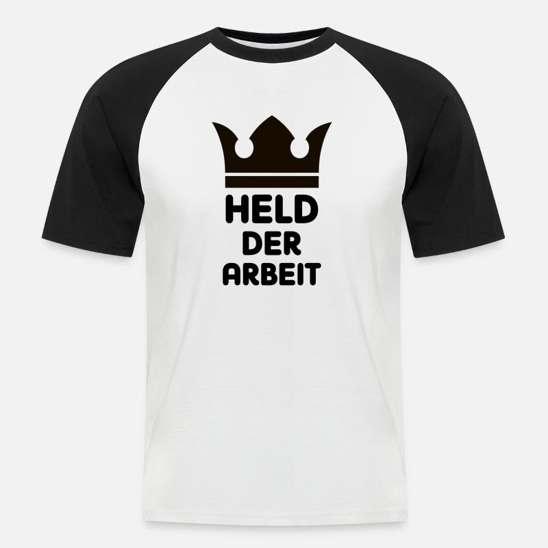 Held der Arbeit - Männer Baseball-T-Shirt - Weiß/Schwarz