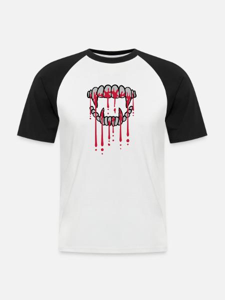 Blood drops vampire - Men's Baseball T-Shirt - white/black