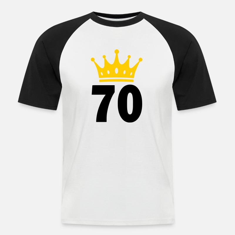 70 Krone 70° compleanno 70 anni - Maglia da baseball a manica corta da uomo - bianco/nero