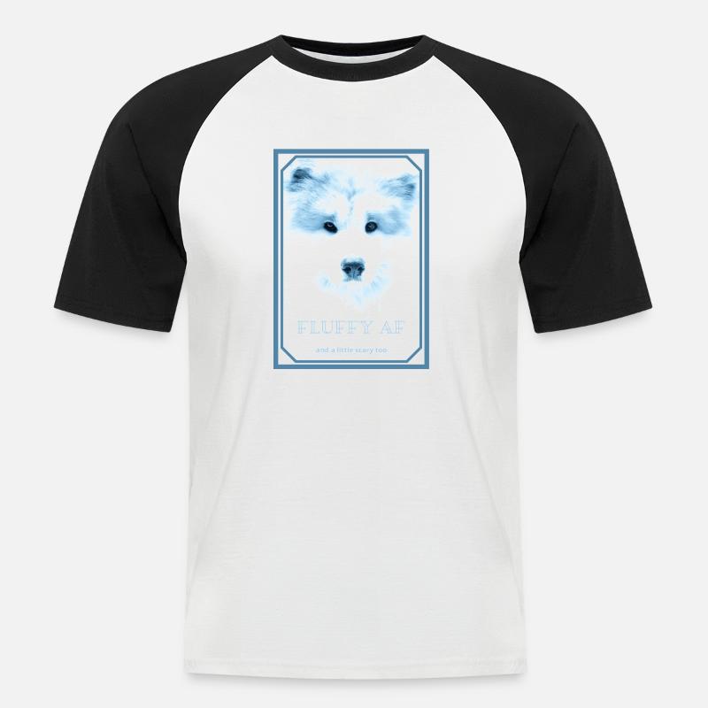 FLUFFY AF 1 - Männer Baseball-T-Shirt - Weiß/Schwarz