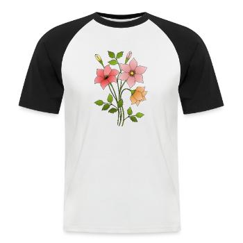 Fleur - T-shirt baseball manches courtes Homme - blanc/noir - Devant - Nik (191cm)