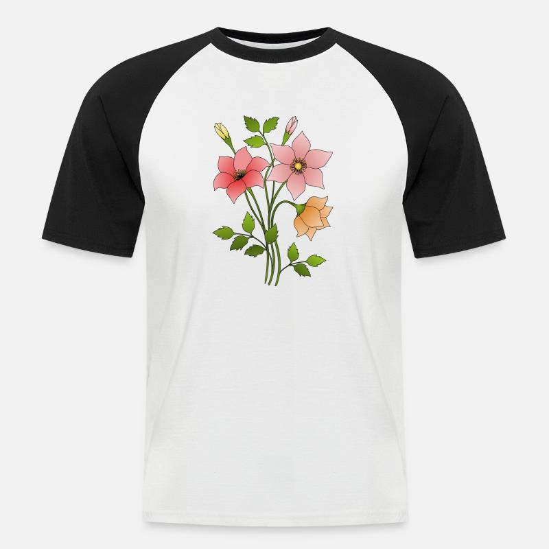 Blumen - Männer Baseball-T-Shirt - Weiß/Schwarz