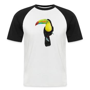 Oiseau ~ le Toucan - T-shirt baseball manches courtes Homme - blanc/noir - Devant - Nik (191cm)