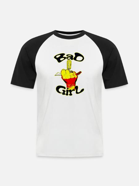 Das böse Mädchen - Männer Baseball-T-Shirt - Weiß/Schwarz