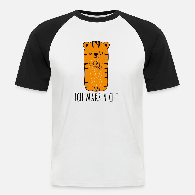 Ich wars nicht -Tiger - Männer Baseball-T-Shirt - Weiß/Schwarz