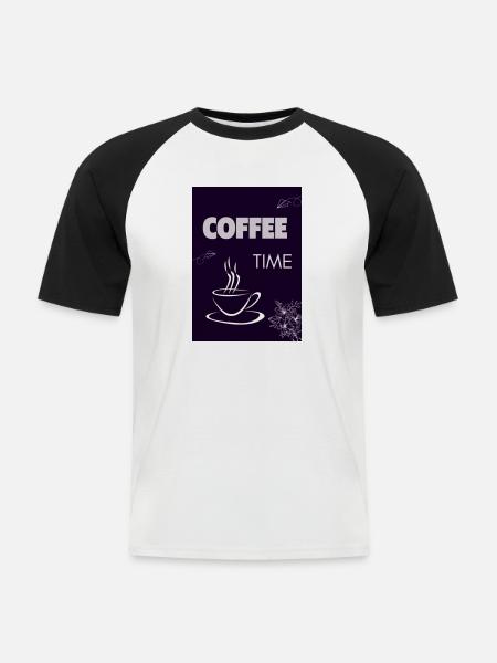 Coffee Time - Männer Baseball-T-Shirt - Weiß/Schwarz