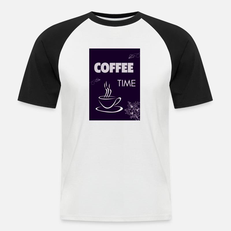 Coffee Time - Männer Baseball-T-Shirt - Weiß/Schwarz