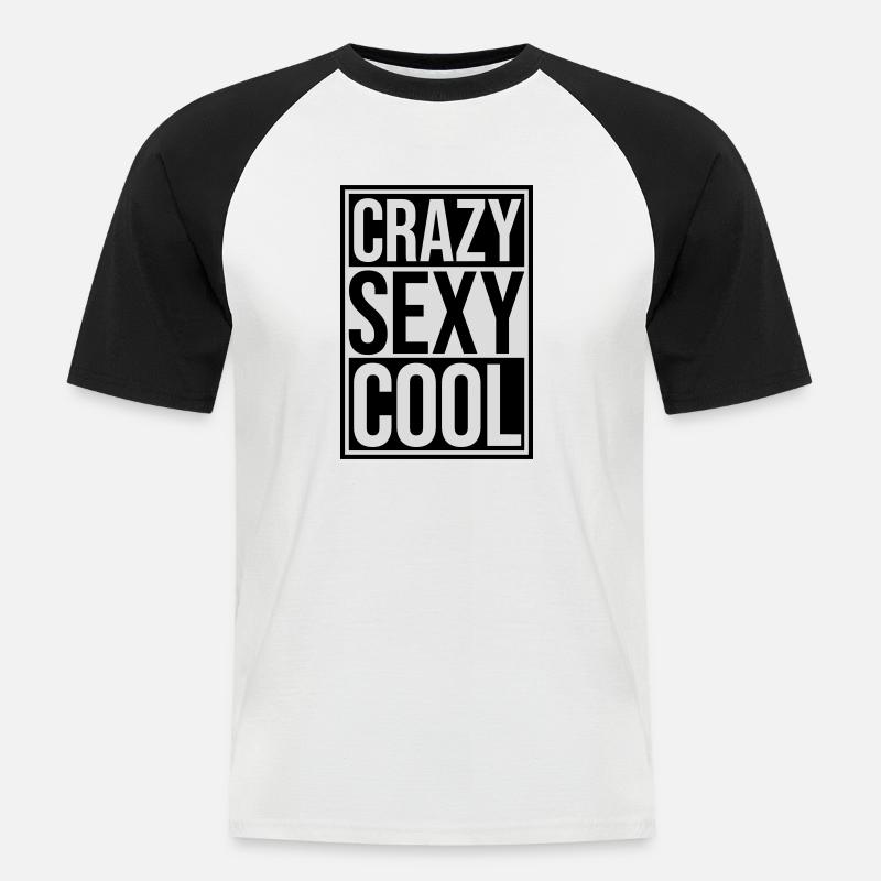 crazy sexy cool Design - Männer Baseball-T-Shirt - Weiß/Schwarz