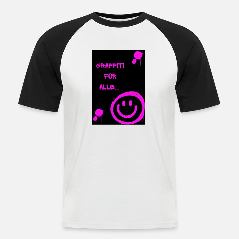 Graffiti - Männer Baseball-T-Shirt - Weiß/Schwarz