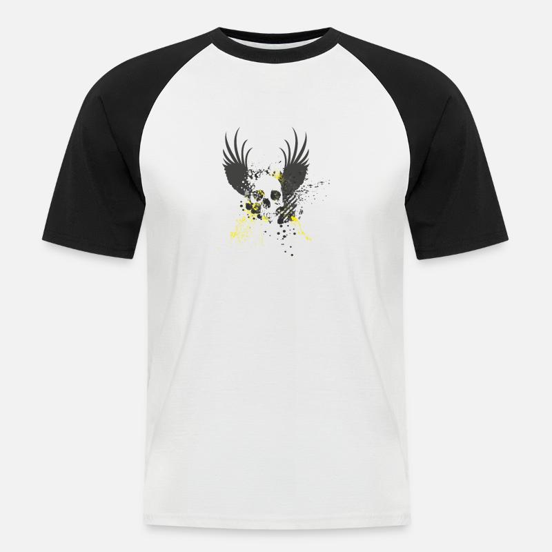 Verträumter Schädel - Männer Baseball-T-Shirt - Weiß/Schwarz