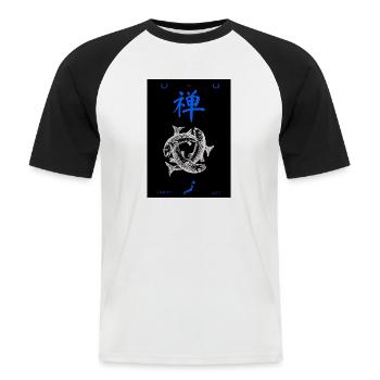 Japansk - Kortærmet herre-baseballshirt - hvid/sort - Foran - Nik (191cm)