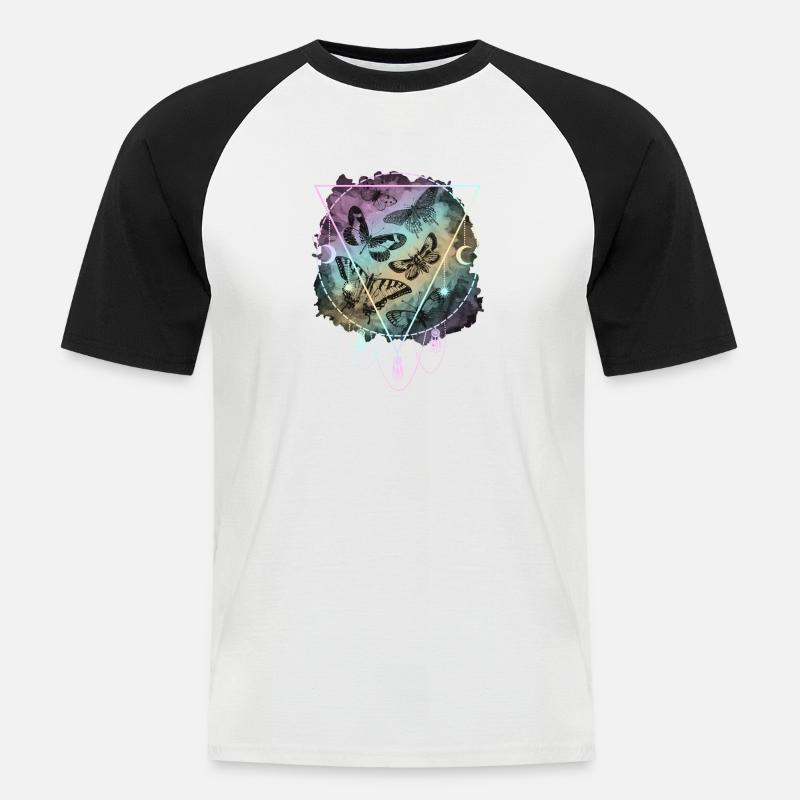 Bunte Schmetterlinge Pastel Goth - Männer Baseball-T-Shirt - Weiß/Schwarz