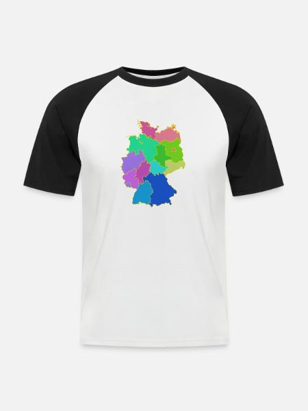Bundesländer Deutschland Karte - Männer Baseball-T-Shirt - Weiß/Schwarz