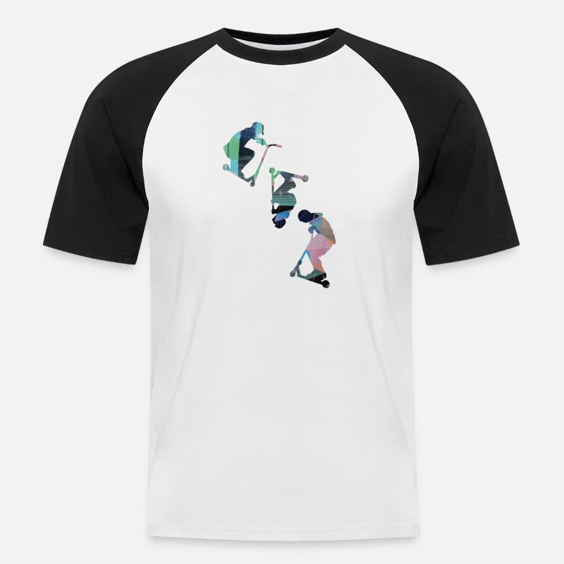 Stuntscooter,Trickscooter,tricks,stunt,e-scooter - Männer Baseball-T-Shirt - Weiß/Schwarz