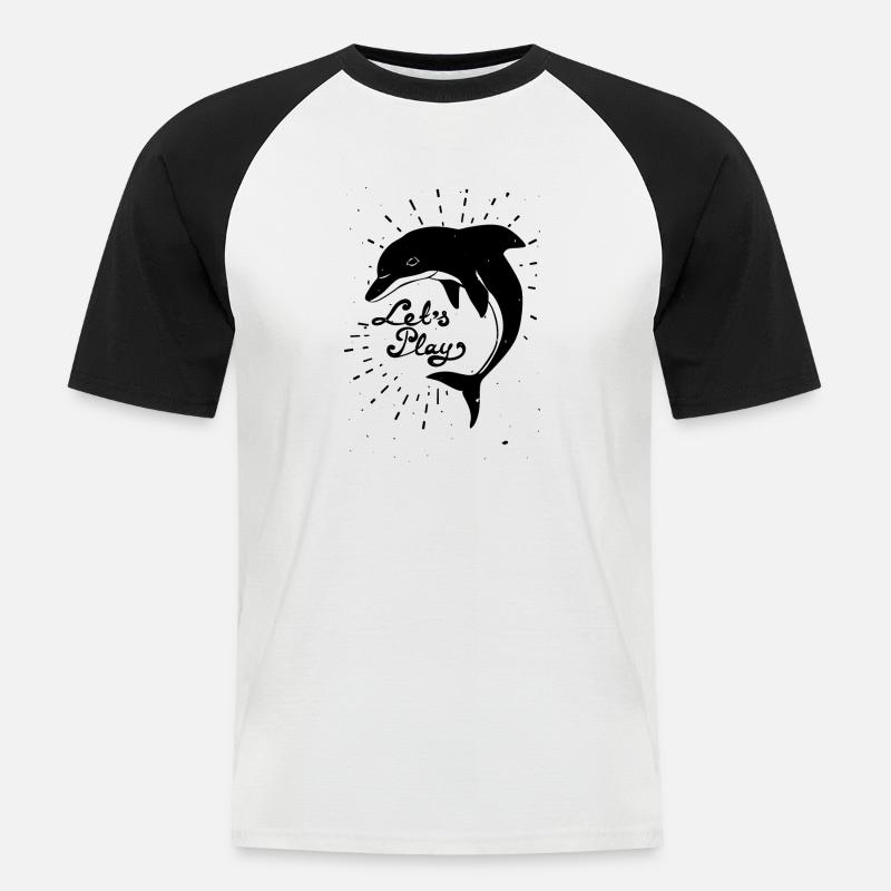 Meerestiere - Männer Baseball-T-Shirt - Weiß/Schwarz