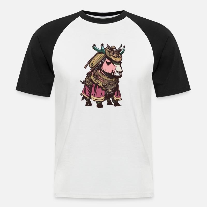 Samurai Pony - Männer Baseball-T-Shirt - Weiß/Schwarz