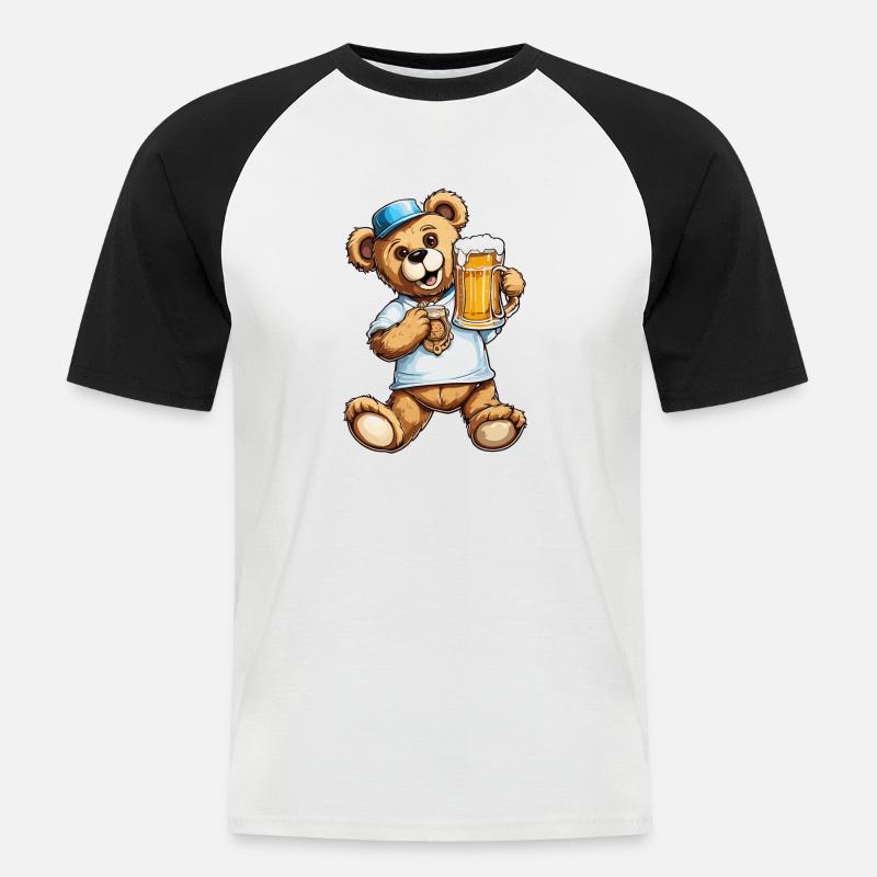 Teddybär / Kuscheltier / Stofftier / Geschenkidee - Männer Baseball-T-Shirt - Weiß/Schwarz