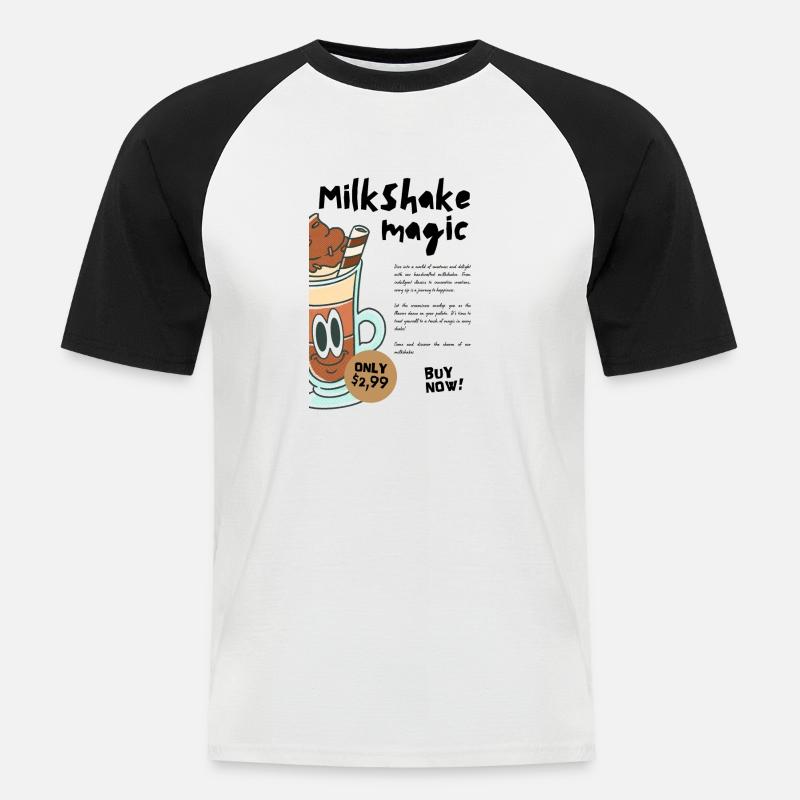 Milkshake Magic - Männer Baseball-T-Shirt - Weiß/Schwarz