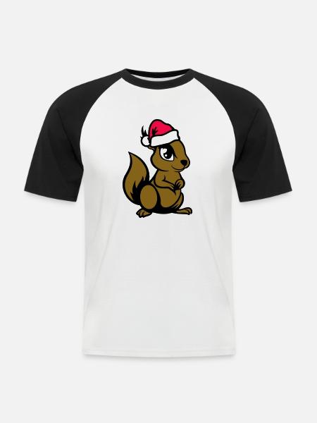 Squirrel Comic Animal Christmas - Men's Baseball T-Shirt - white/black