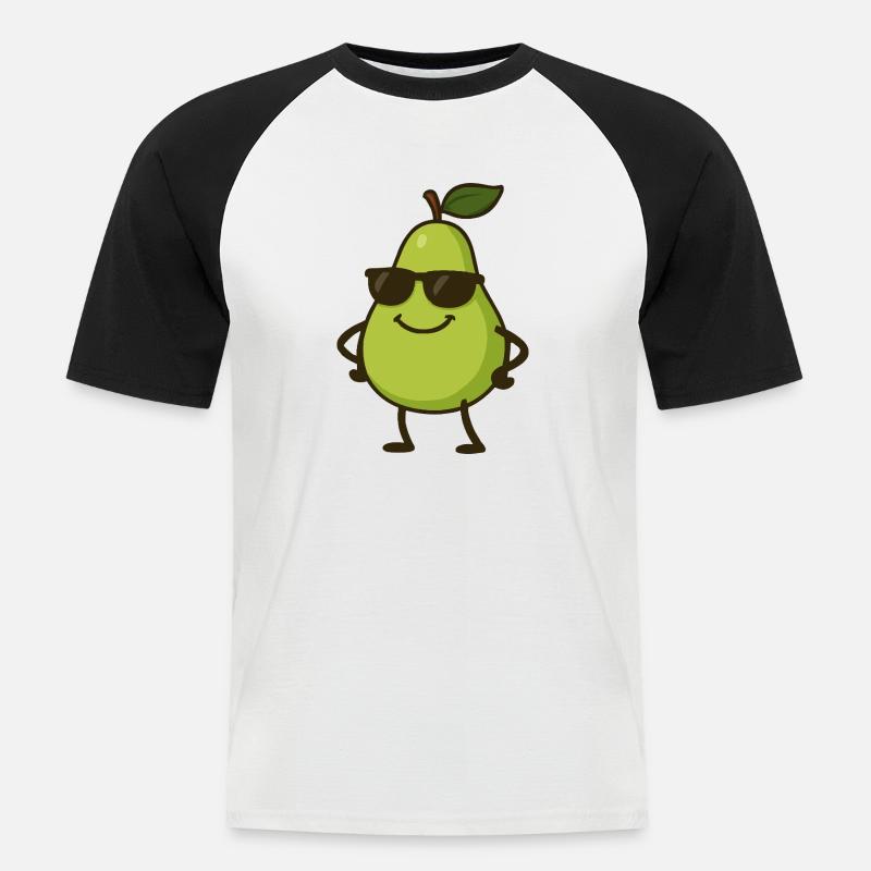 Poire Bande Dessinée Cool - T-shirt baseball manches courtes Homme - blanc/noir