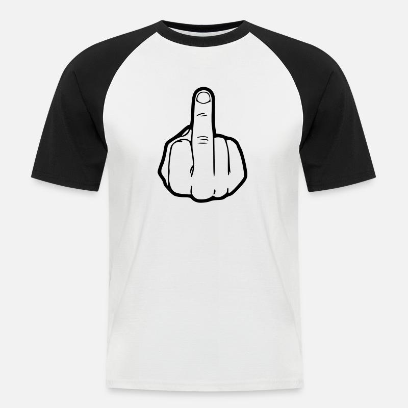 Mittelfinger - Männer Baseball-T-Shirt - Weiß/Schwarz