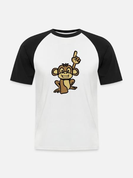 affe lustig zeigefinger - Männer Baseball-T-Shirt - Weiß/Schwarz
