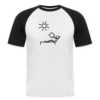 Sonnen & Zeitung lesen - Männer Baseball-T-Shirt - Weiß/Schwarz - Vorne - Nik (191cm)