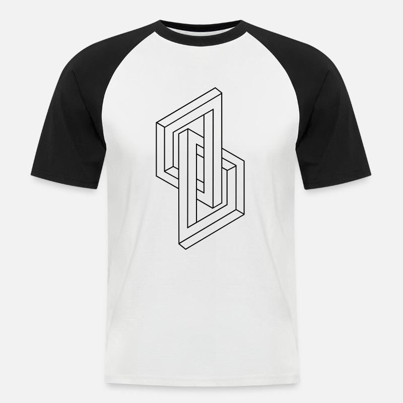 Optical Illusion - Impossible figure - Geometry - Men's Baseball T-Shirt - white/black