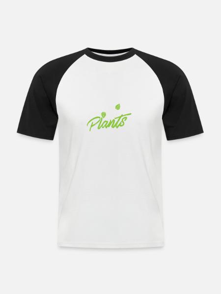 powered by plants - Men's Baseball T-Shirt - white/black