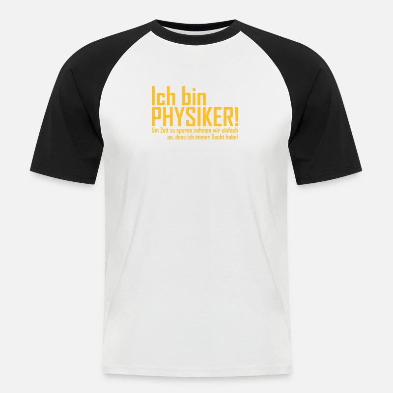 physiker - Männer Baseball-T-Shirt - Weiß/Schwarz