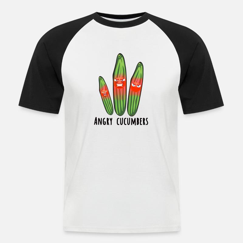Angry cucumbers,cucumber,angry,comic - Männer Baseball-T-Shirt - Weiß/Schwarz