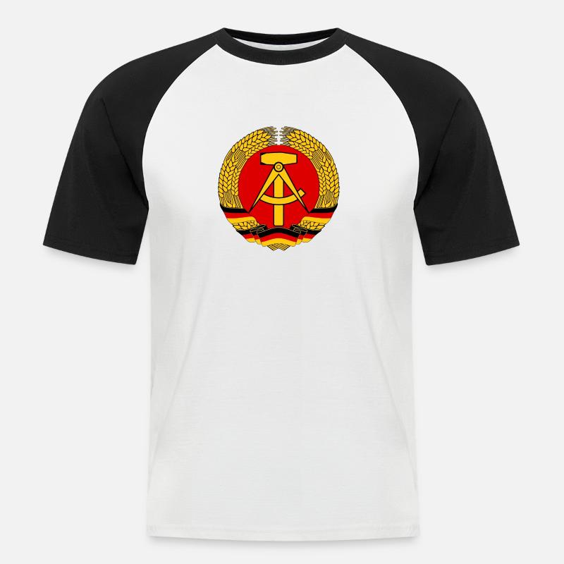 DDR-Logo - Männer Baseball-T-Shirt - Weiß/Schwarz