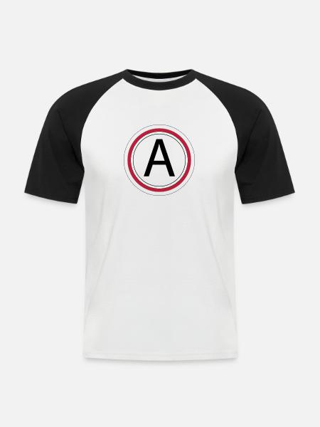 Letter a - Men's Baseball T-Shirt - white/black