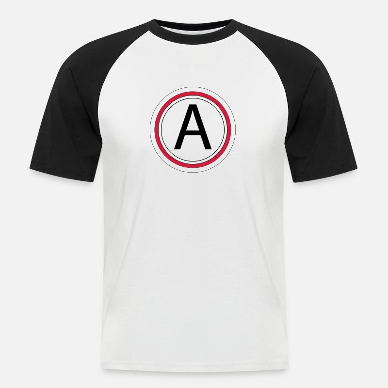 Buchstabe A - Männer Baseball-T-Shirt - Weiß/Schwarz