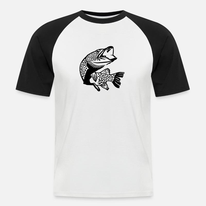 Fisch - Männer Baseball-T-Shirt - Weiß/Schwarz
