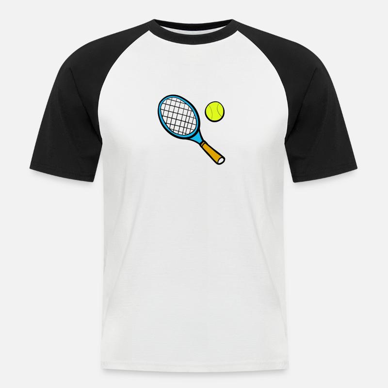 Tennisschläger Comic - Männer Baseball-T-Shirt - Weiß/Schwarz