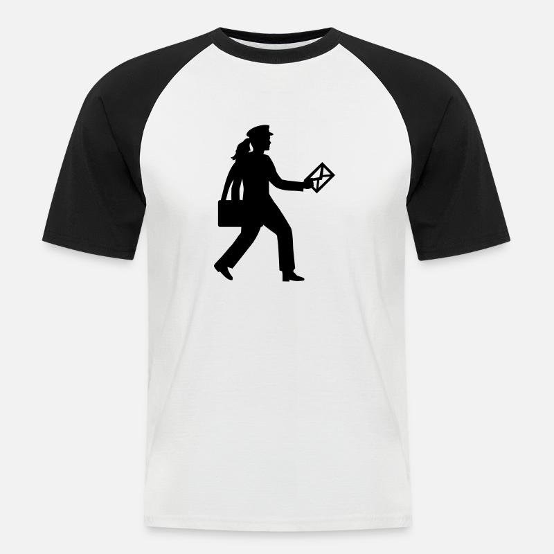 Briefträgerin - Männer Baseball-T-Shirt - Weiß/Schwarz