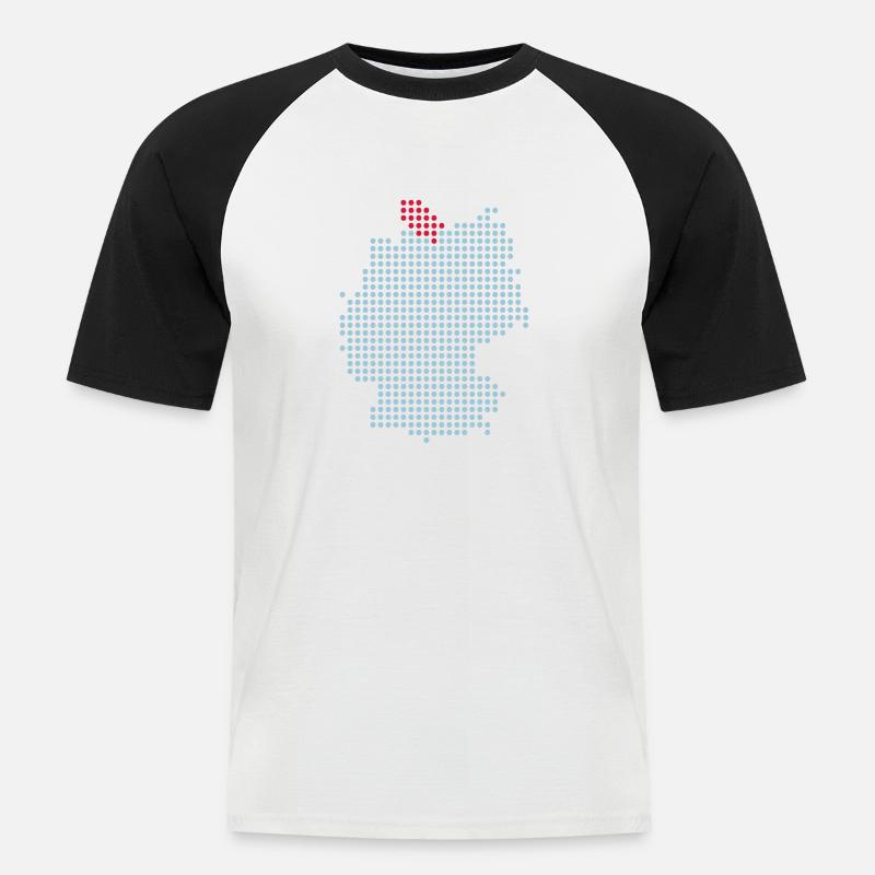 Schleswig-Holstein - Kiel und Lübeck - Männer Baseball-T-Shirt - Weiß/Schwarz